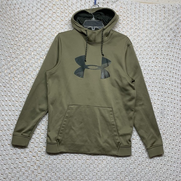 Under Armour Hoodie Sweatshirt Mens Size M Olive Green cold gear Drawstring - Picture 1 of 11